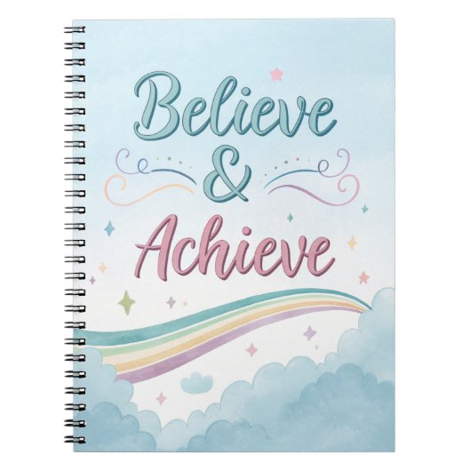 Believe & Achievement Journal – Waterverf Inspirat Notitieboek (Voorkant)