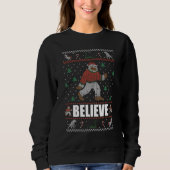 BELIEVE  Big Foot Ugly Christmas Sweater Yeti Meme (Voorkant)