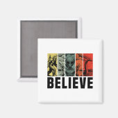 Believe Bigfoot Alien Loch Ness Monster Funny Retr Magneet (Voorkant / Achterkant)