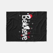 Believe Bigfoot Sasquatch Reindeer Santa Hat Merry Fleece Deken (Voorkant (Horizontaal))