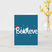 Believe Bigfoot Sasquatch Reindeer Santa Hat Merry Kaart (Gele Bloem)