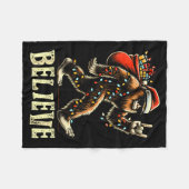 Believe Bigfoot Sasquatch Santa Reindeer Christmas Fleece Deken (Voorkant (Horizontaal))