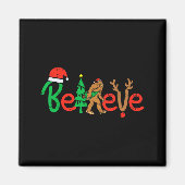Believe Bigfoot Sasquatch Santa Reindeer Christmas Magneet (Voorkant)