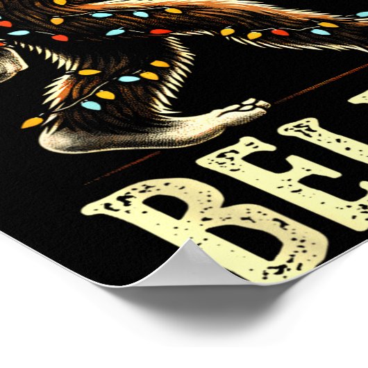 Believe Bigfoot Sasquatch Santa Reindeer Christmas Poster (Hoek)