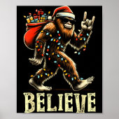 Believe Bigfoot Sasquatch Santa Reindeer Christmas Poster (Voorkant)