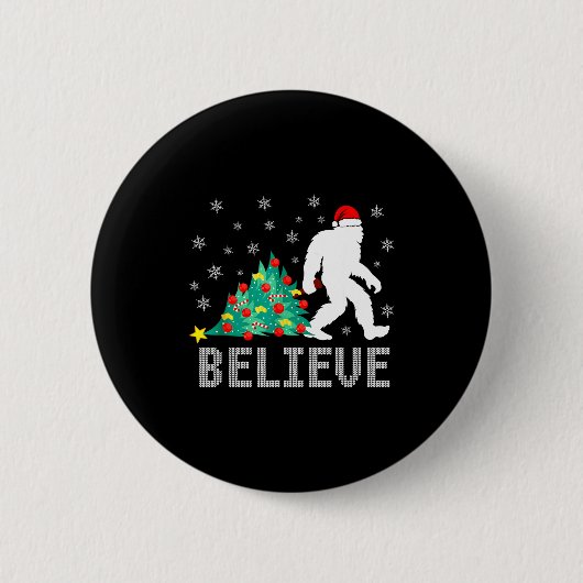 Believe Bigfoot Sasquatch Santa Reindeer Christmas Ronde Button 5,7 Cm (Voorkant)