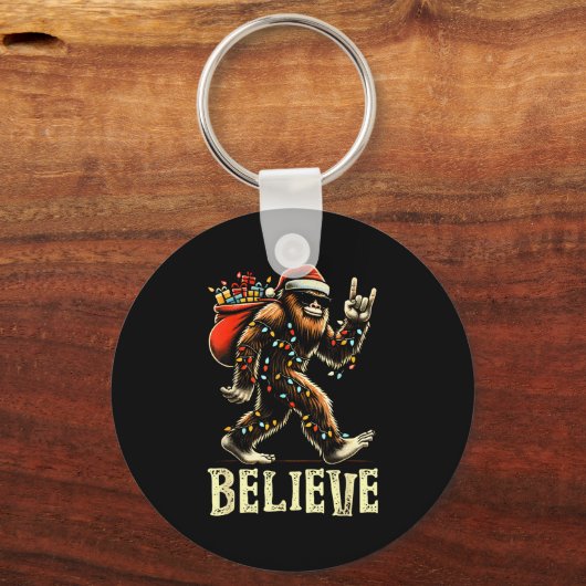 Believe Bigfoot Sasquatch Santa Reindeer Christmas Sleutelhanger (Voorkant)