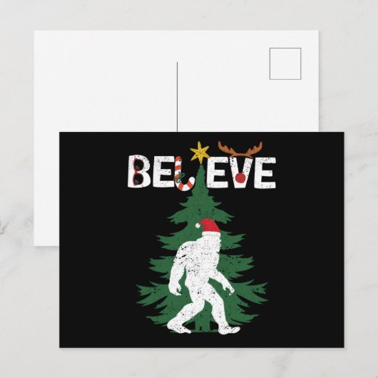 Believe Bigfoot Sasquatch Yeti Christmas Hat Briefkaart (Voorkant / Achterkant)