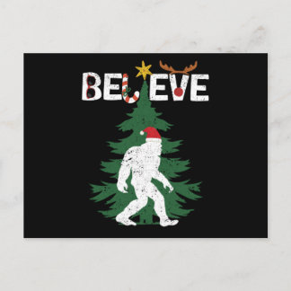 Believe Bigfoot Sasquatch Yeti Christmas Hat Briefkaart