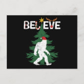 Believe Bigfoot Sasquatch Yeti Christmas Hat Briefkaart (Voorkant)