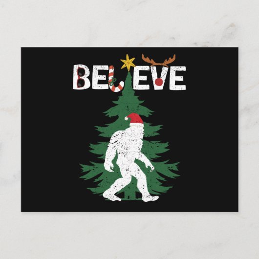 Believe Bigfoot Sasquatch Yeti Christmas Hat Briefkaart (Voorkant)