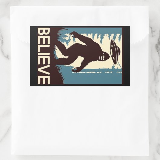 BELIEVE Bigfoot UFO Rechthoekige Sticker (Tas)