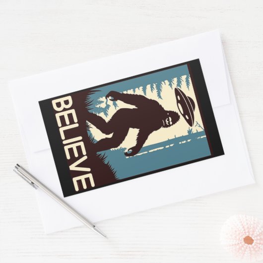 BELIEVE Bigfoot UFO Rechthoekige Sticker (Envelop)