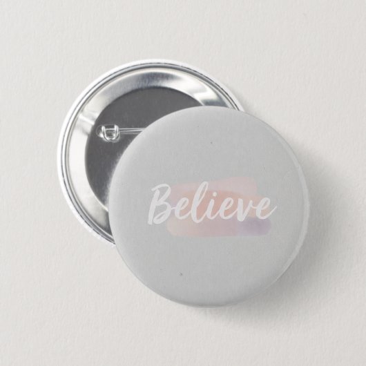 Believe calligraphic text  ronde button 5,7 cm (Voorkant /achterkant)