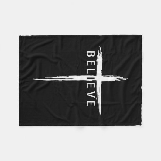 Believe Christian Cross Jesus Christ Christians Me Fleece Deken (Voorkant (Horizontaal))