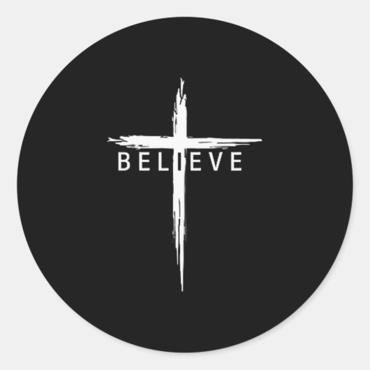 Believe Christian Cross Jesus Christ Christians Me Ronde Sticker (Voorkant)