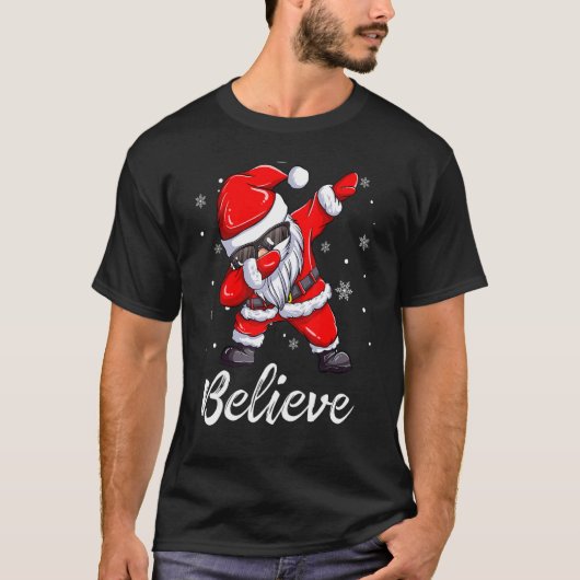 Believe Christmas Dabbing Santa Claus Kids Boys Gi T-shirt (Voorkant)