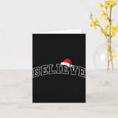 Believe Christmas Varsity Minimal Text Santa Hat F Kaart (Gele Bloem)