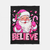Believe Cute Nk Santa Candy Cane Christmas Xmas Gi Fleece Deken (Voorkant)