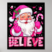 Believe Cute Nk Santa Candy Cane Christmas Xmas Gi Poster (Voorkant)