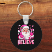 Believe Cute Nk Santa Candy Cane Christmas Xmas Gi Sleutelhanger (Voorkant)