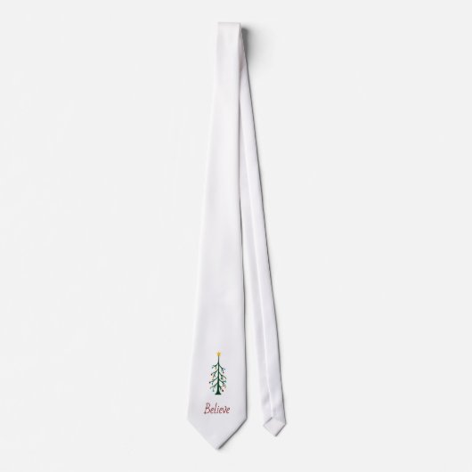 Believe Evergreen Tree Festive Christmas Stropdas (Voorkant)