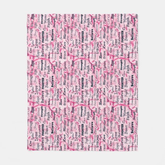 Believe Fighter Live Sterke Roze Typografie Fleece Deken (Voorkant)