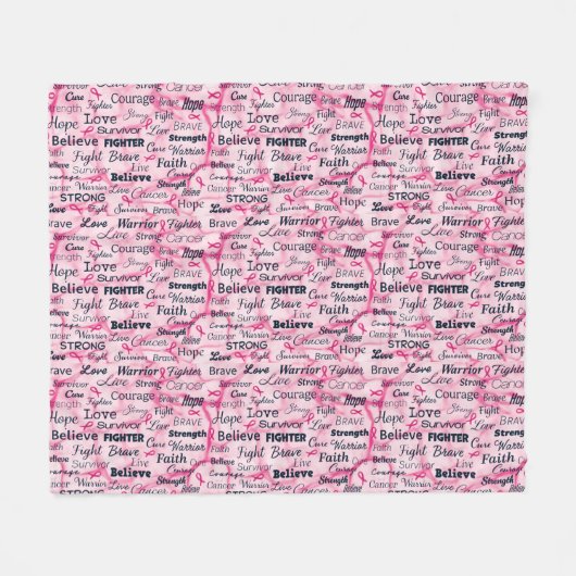 Believe Fighter Live Sterke Roze Typografie Fleece Deken (Voorkant (Horizontaal))