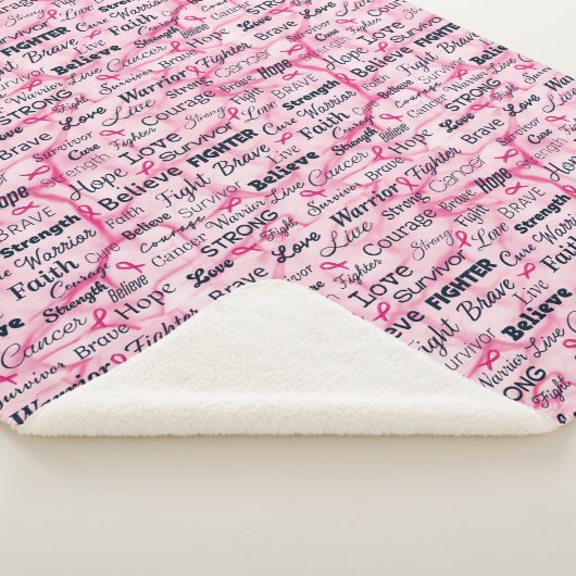 Believe Fighter Live Sterke Roze Typografie Sherpa Deken (3/4)