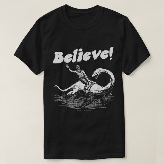 Believe Funny Bigfoot and Loch Ness Design T-shirt (Design voorkant)