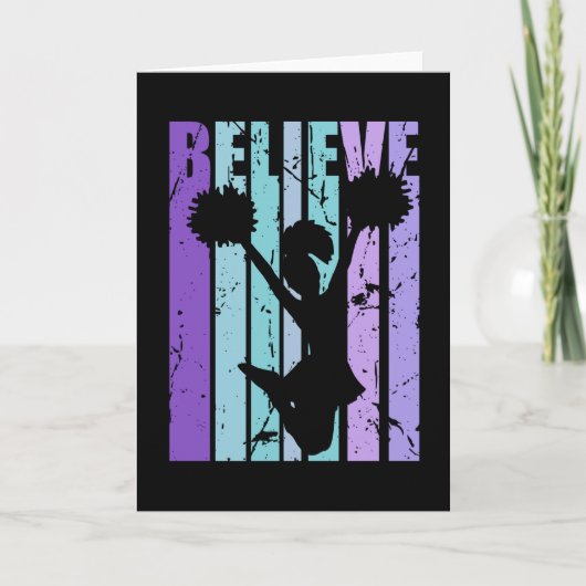 Believe Girls Cheerleader Birthday Retro Kaart (Voorkant)