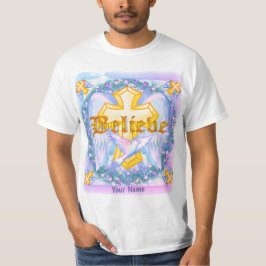 Believe Gold Christelijk Cross T-shirt