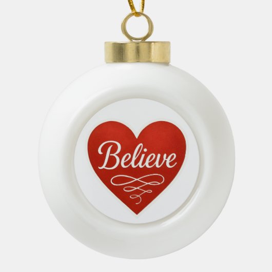 Believe Heart Keramische Bal Ornament (Voorkant)
