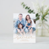 Believe Holiday Foto Feestdagenkaart (Staand voorkant)