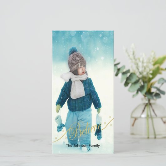 Believe Holiday-fotokaart Feestdagenkaart (Staand voorkant)