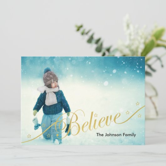 Believe Holiday-fotokaart Feestdagenkaart (Staand voorkant)