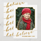 Believe Holiday-fotokaart | Goud Feestdagenkaart (Voorkant / Achterkant)