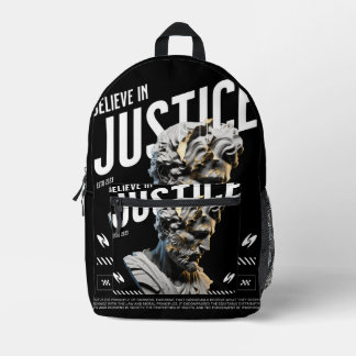 "Believe in Justice" Minimalist Wallet – Modern Ar Bedrukte Rugzak
