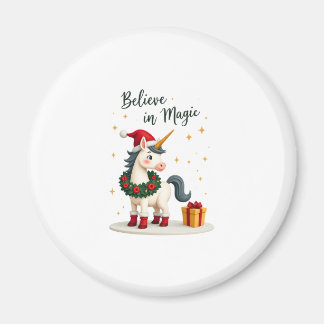 Believe in Magic Festive Unicorn wearing a Christm Magneet