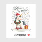 Believe in Magic Festive Unicorn wearing a Christm Sticker (Vel)
