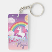 Believe in Magic with Unicorn and Rainbow Sleutelhanger (achterkant)