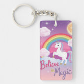 Believe in Magic with Unicorn and Rainbow Sleutelhanger (Voorkant)