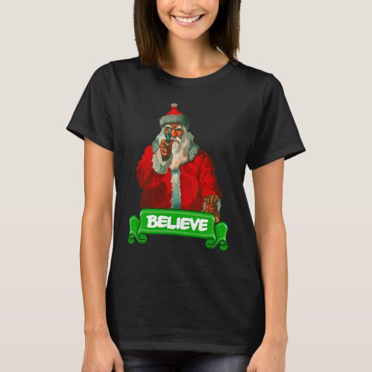 Believe In Santa Christmas T-shirt (Voorkant)