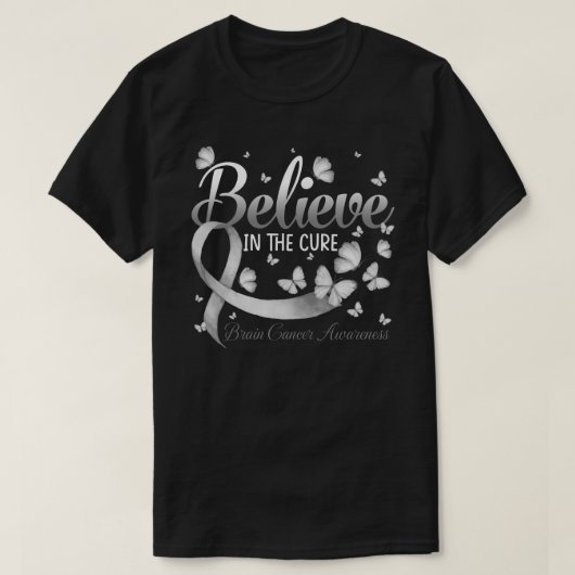 Believe In The Cure Brain Cancer Awareness Butterf T-shirt (Design voorkant)