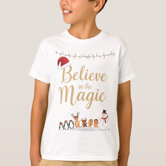 Believe in the Magic Kids Christmas T-Shirt (Voorkant)