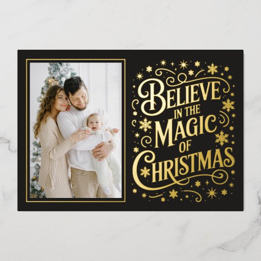 Believe In The Magic Of Christmas Folie Feestdagenkaart (Voorkant)