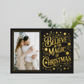 Believe In The Magic Of Christmas Folie Feestdagenkaart (Staand Voorkant)