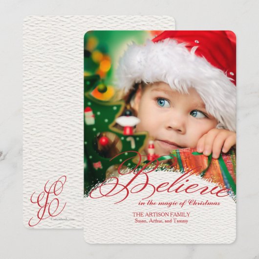Believe In The Magic Of Christmas Photo Card 2 Feestdagenkaart (Voorkant / Achterkant)