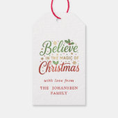 Believe in the Magic of Christmas Red Holly Berry Cadeaulabel (Achterkant)