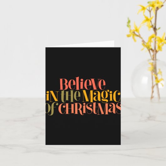 Believe In The Magic Of Christmas Retro Style T Sh Kaart (Gele Bloem)